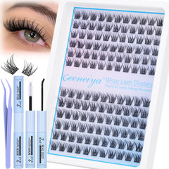 Geeneiya wispy clusters kit closeup — 10-12mm for natural everyday wear