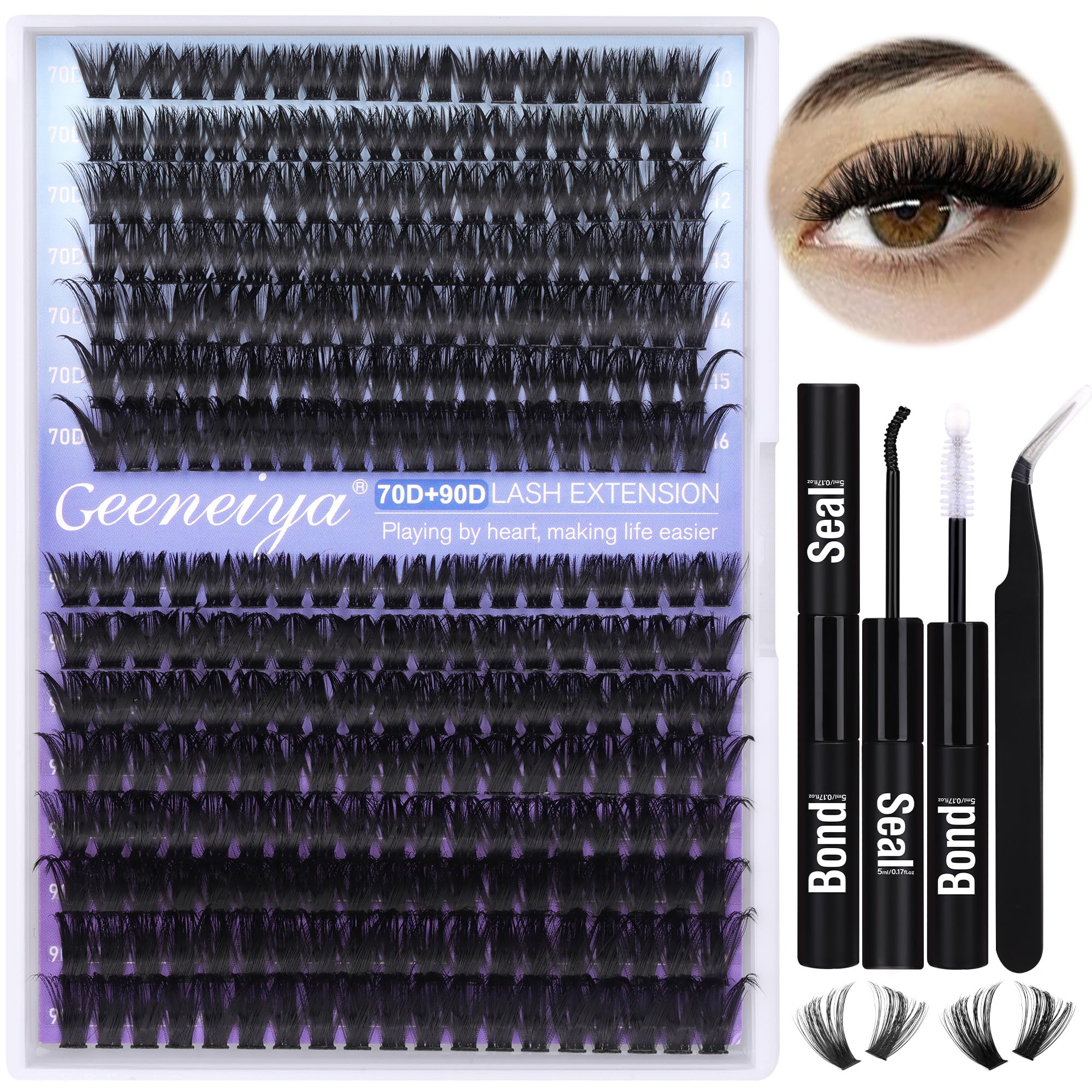 Geeneiya Wispy Lash Clusters Kit application ideas for DIY lash mapping and layering.