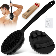 GEENOA silicone back scrubber with long handle for easy back washing and deeper cleansing.