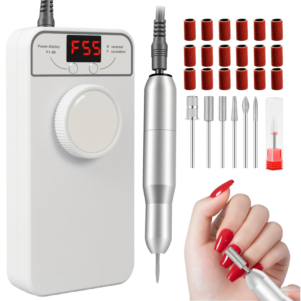 Geezo professional nail drill with RPM dial for precise acrylic filing.
