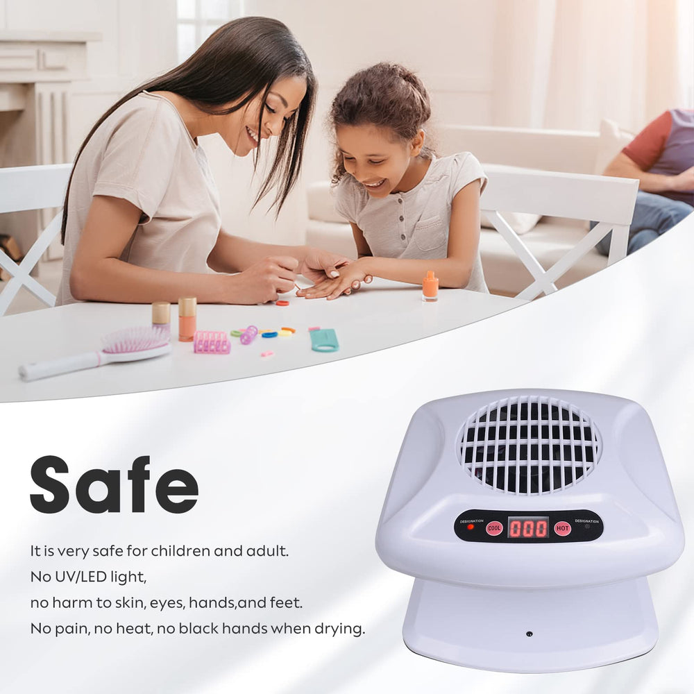 Gegong Air Nail Dryer top view emphasizes warm and cool airflow options