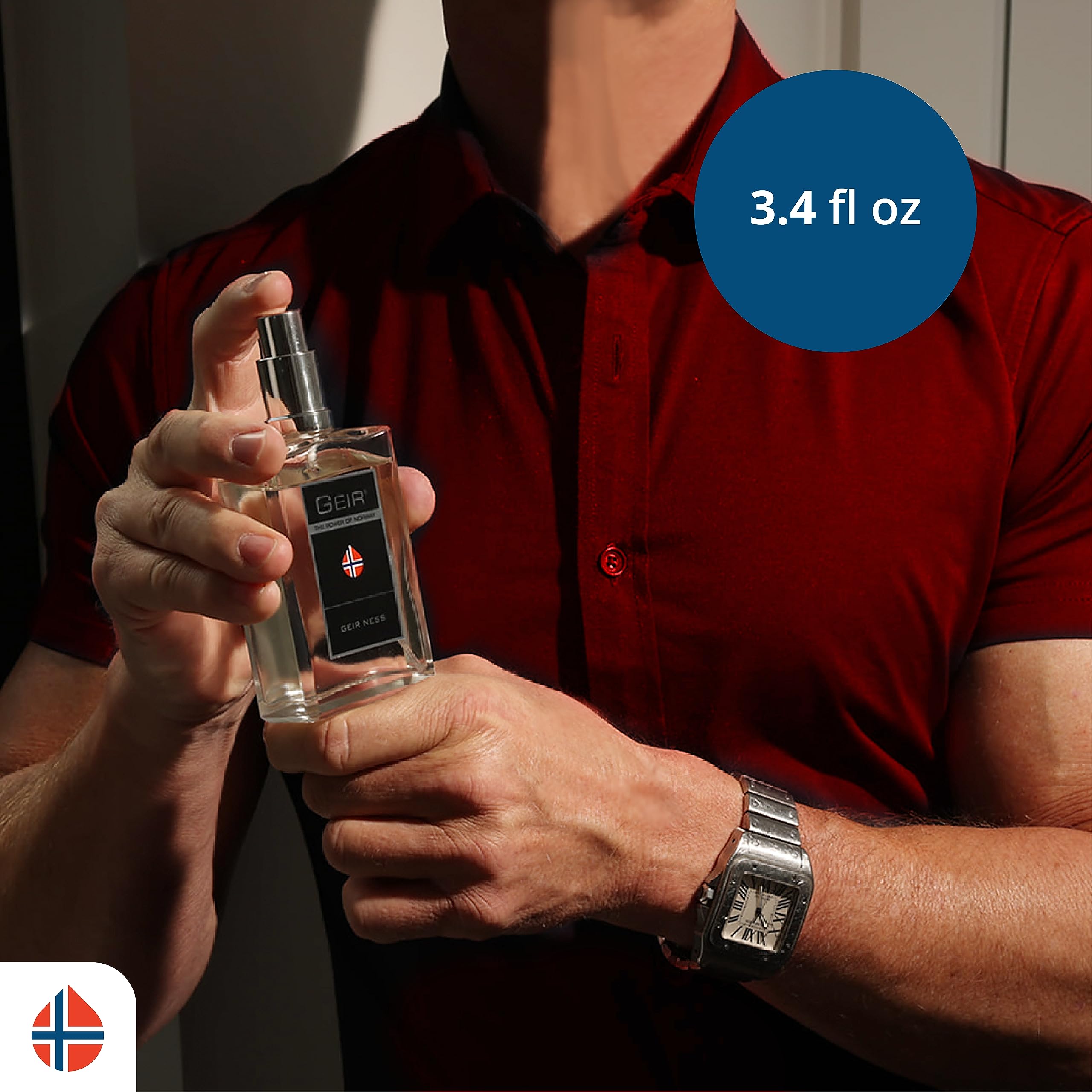 Geir Ness Geir Eau de Parfum model wearing conveys versatile, confident everyday scent.