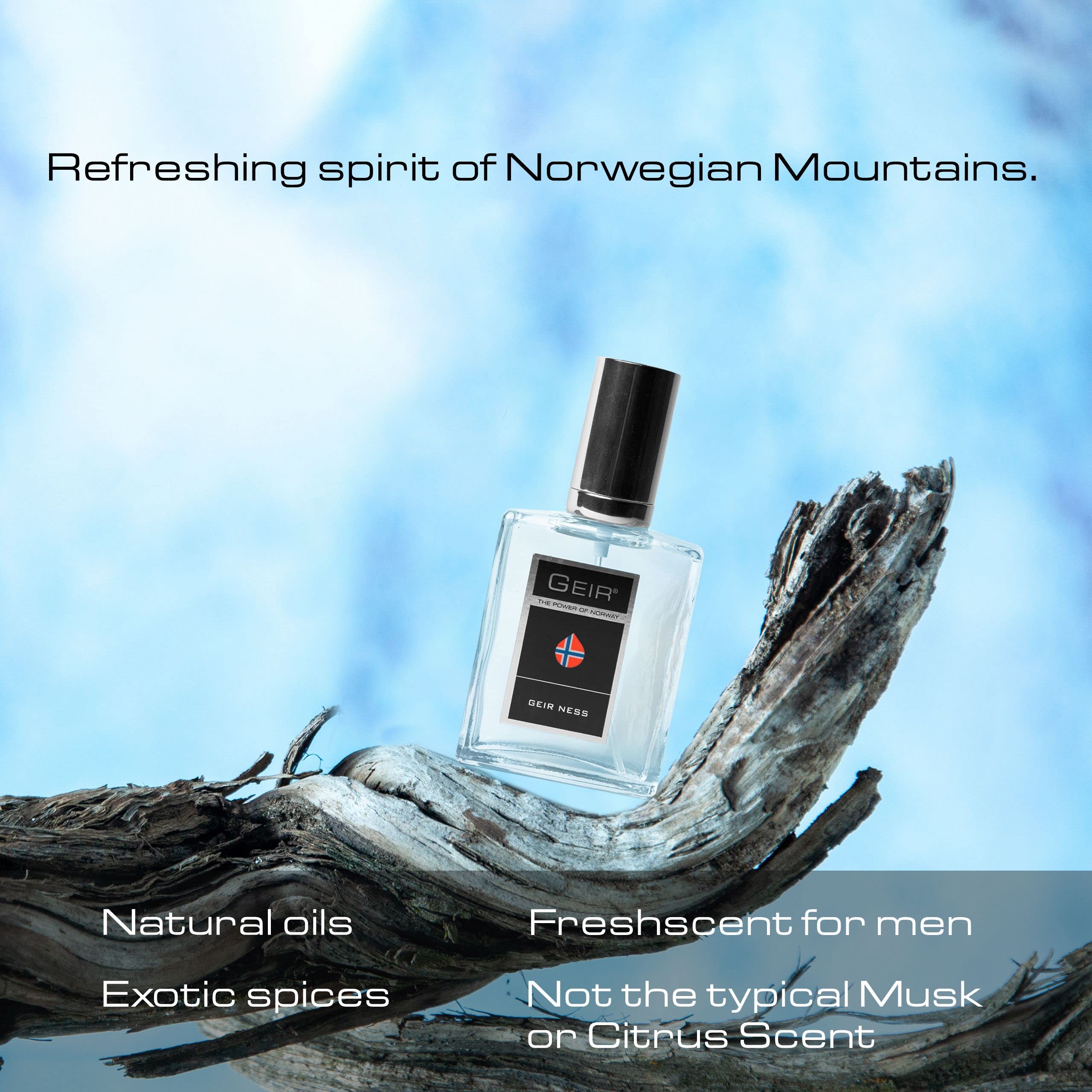 Geir Ness nordic-fresh-scent on shelf evokes cool, refreshing aroma for men