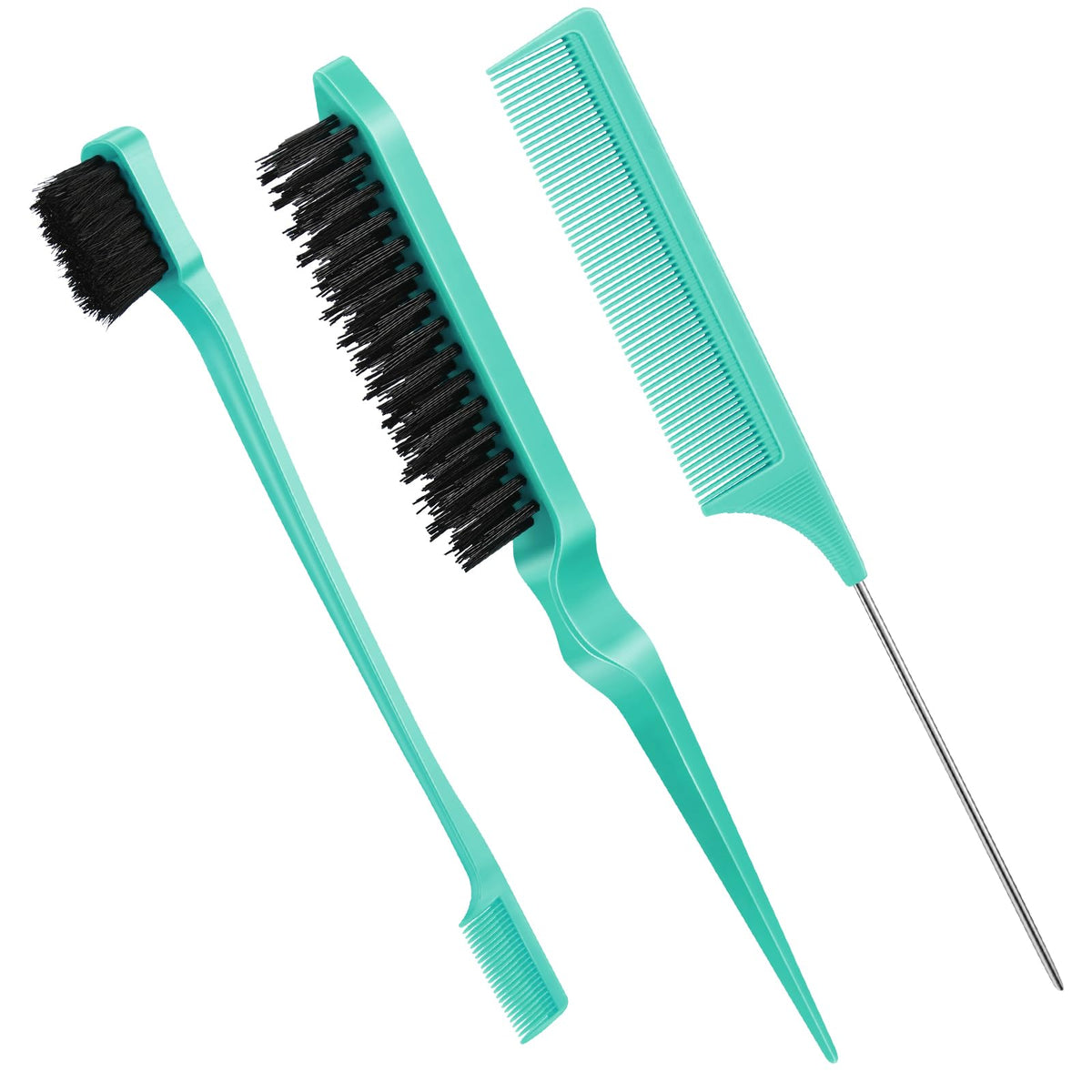 Geiserailie 3Pcs Slick Back Brush Set edge brush closeup for precise edge shaping.