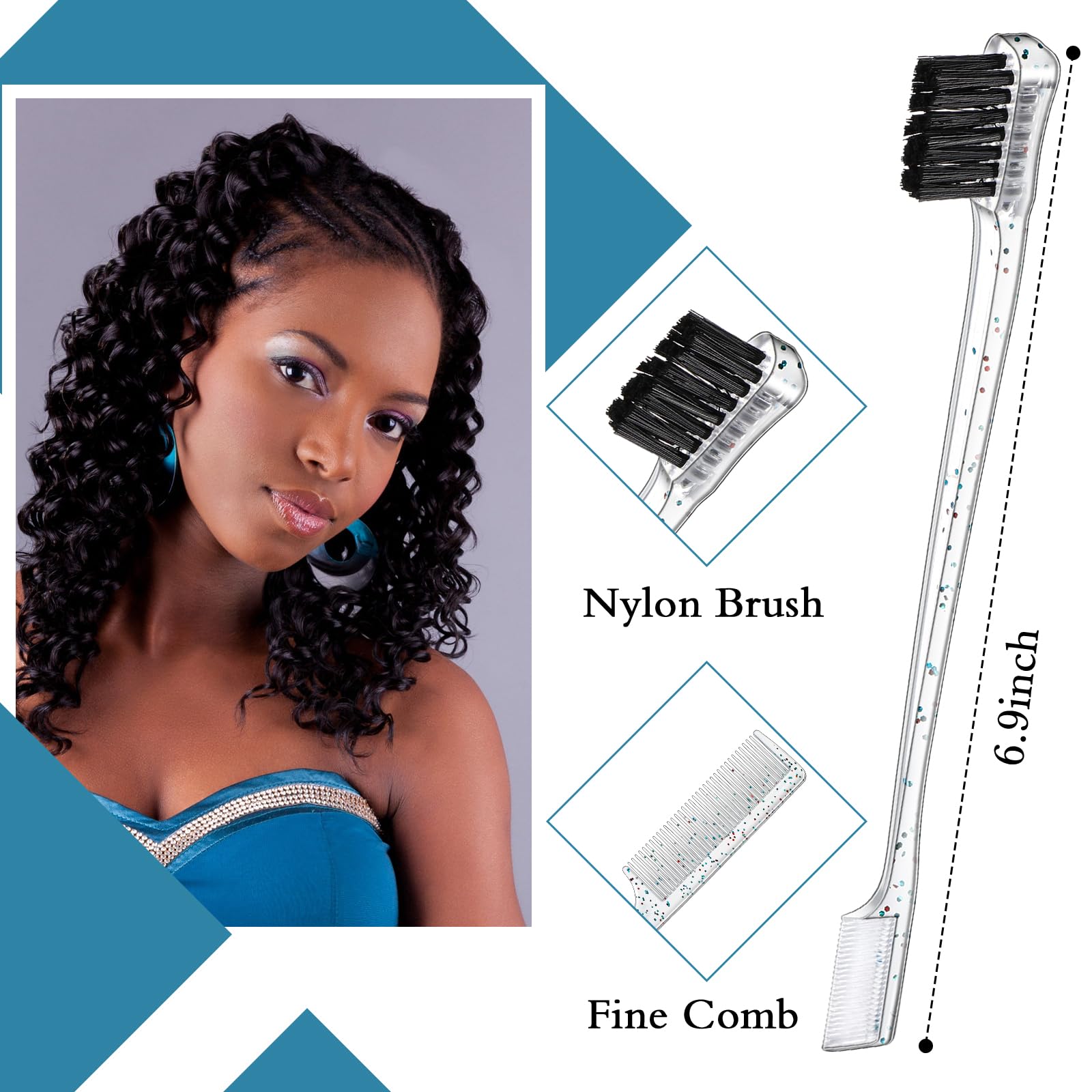Geiserailie edge brush with soft nylon bristles for gentle edge shaping