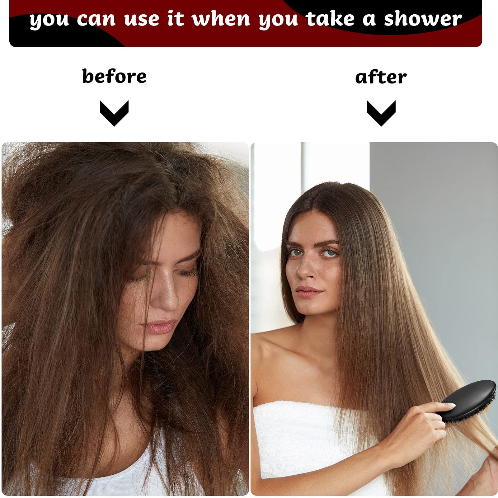 Geiserailie hair brush-for-all-hair-types showcases compatibility with many textures for men, women, and kids.