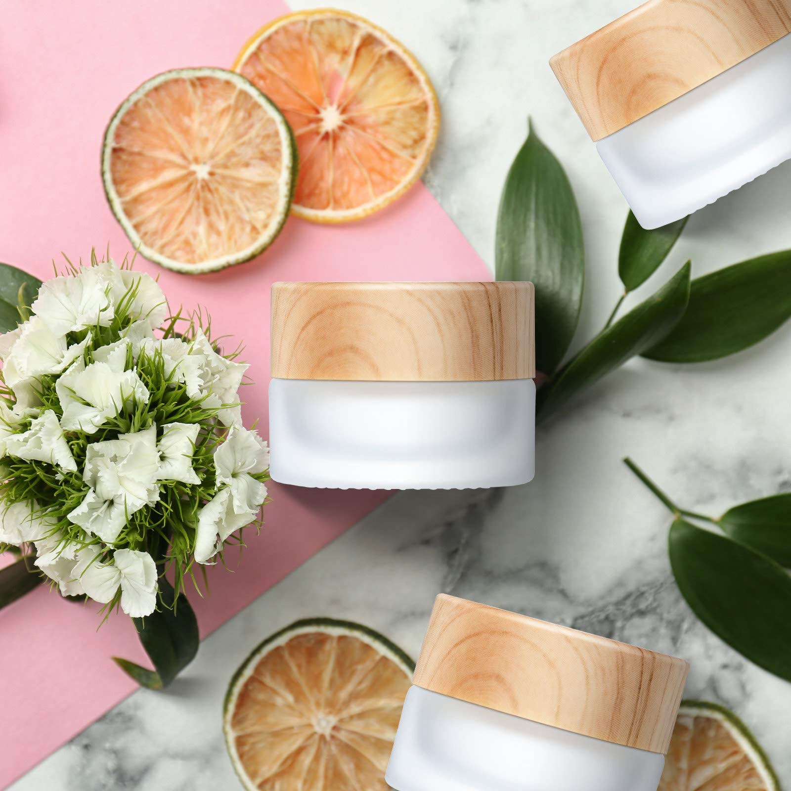 Geiserailie leakproof lid with bamboo cap keeps creams safely contained for on-the-go use