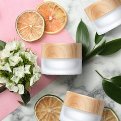 Geiserailie leakproof lid with bamboo cap keeps creams safely contained for on-the-go use