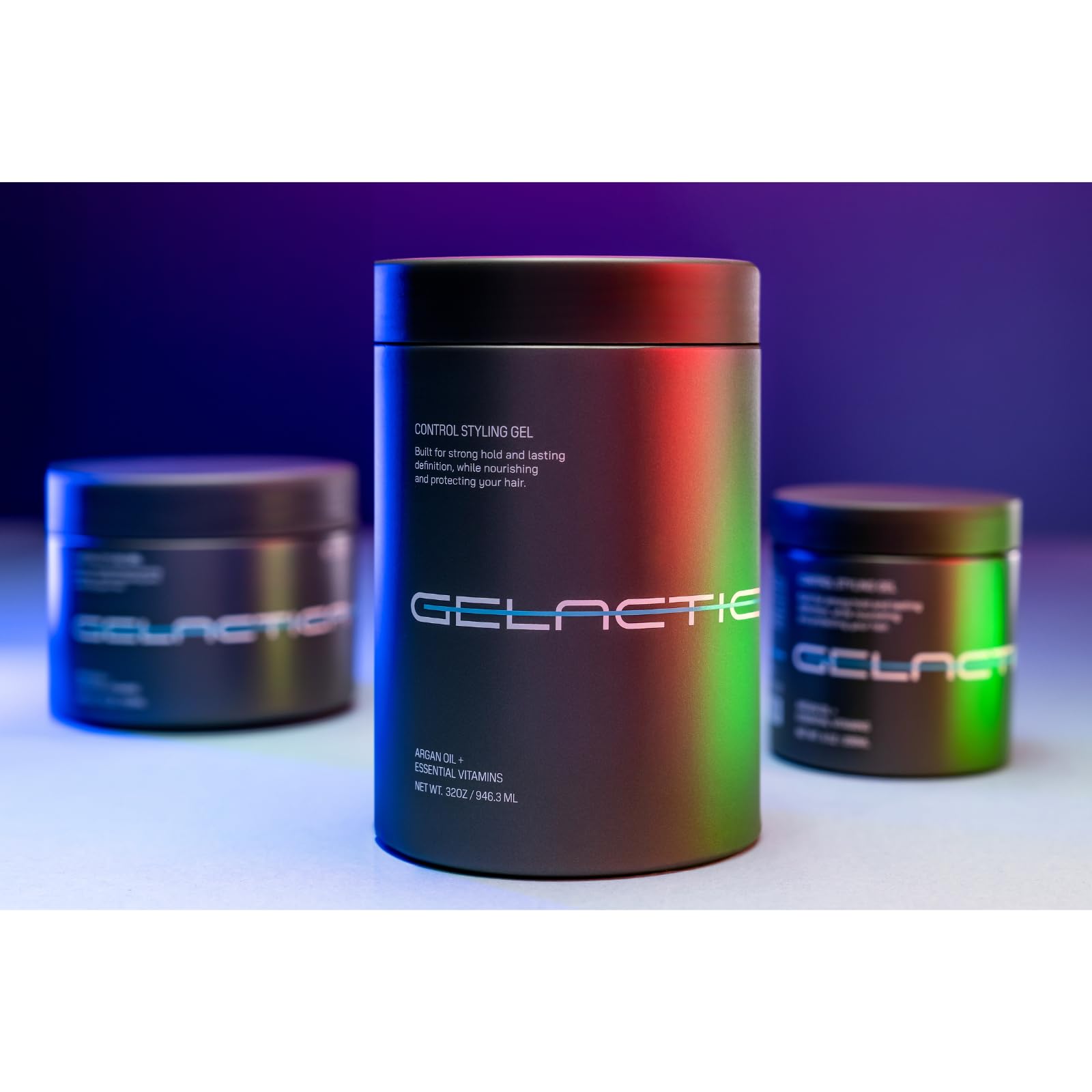 Gelactica Max Control packaging shows 32oz, 18oz, and 9oz options.