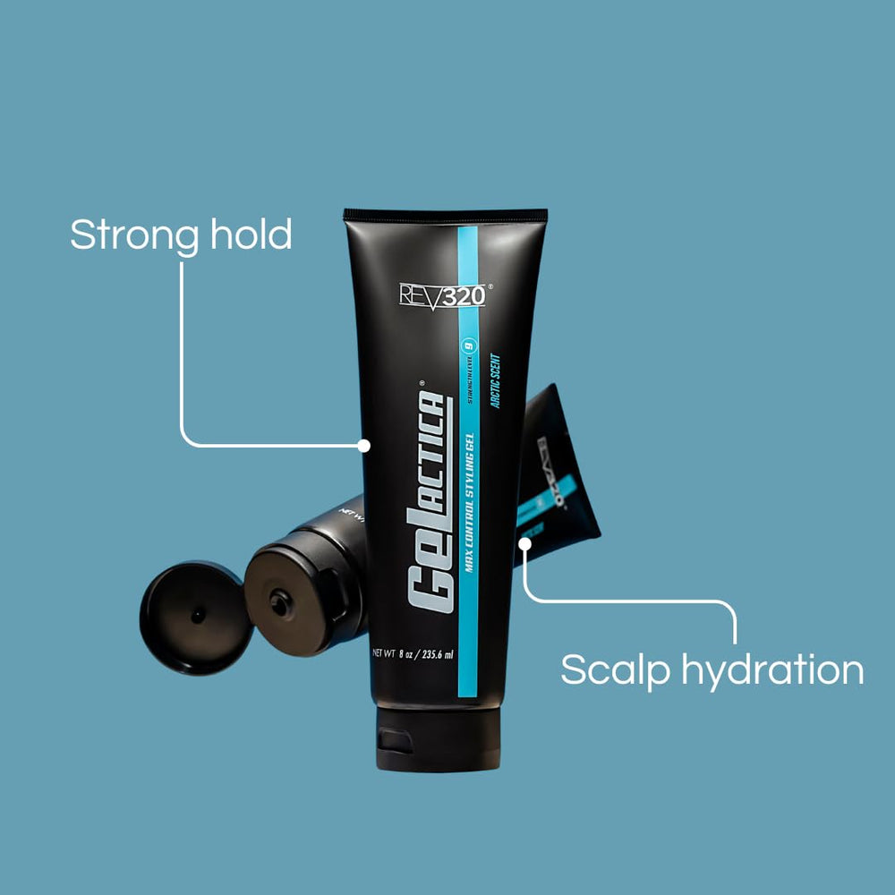 Gelactica Max Control spikes-style bottle captures flexible hold for textured looks.