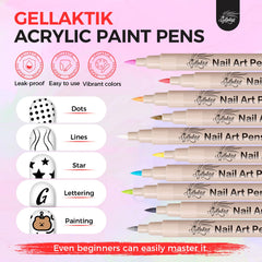 GELLAKTIK nail art pens close-up display of long-lasting, vivid colors