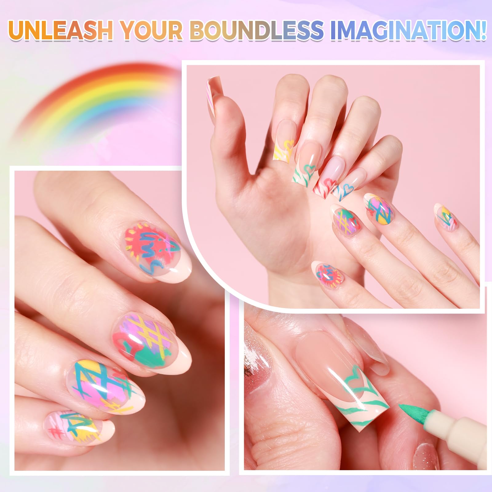 GELLAKTIK vibrant waterproof finish on nails via nail art pens close-up