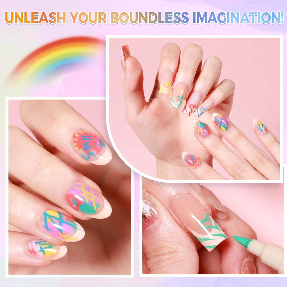 GELLAKTIK vibrant waterproof finish on nails via nail art pens close-up