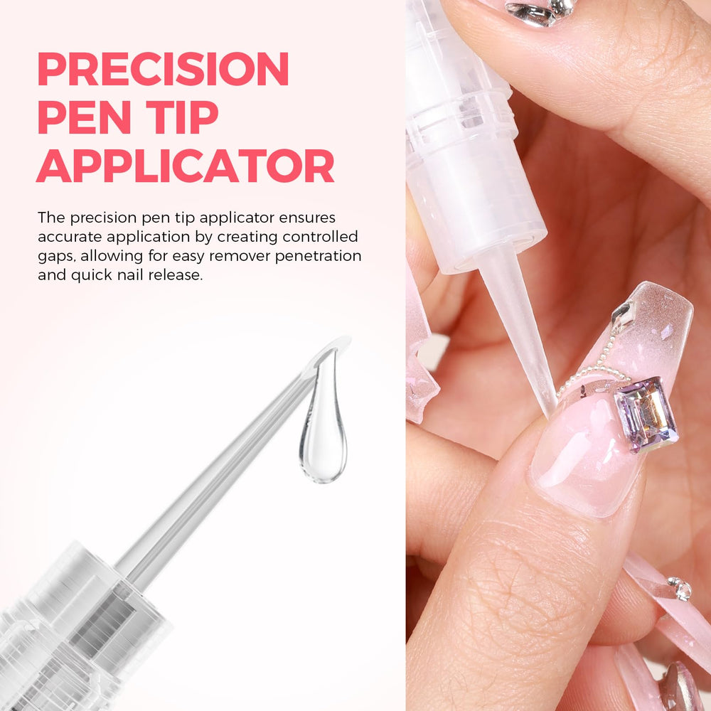 Gellaktik pen edge-lift in action removing adhesive at the nail edge