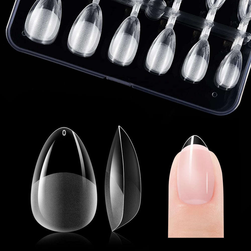 Gelike ec Extra Short Almond Nail Tips for full cover application and art-ready base