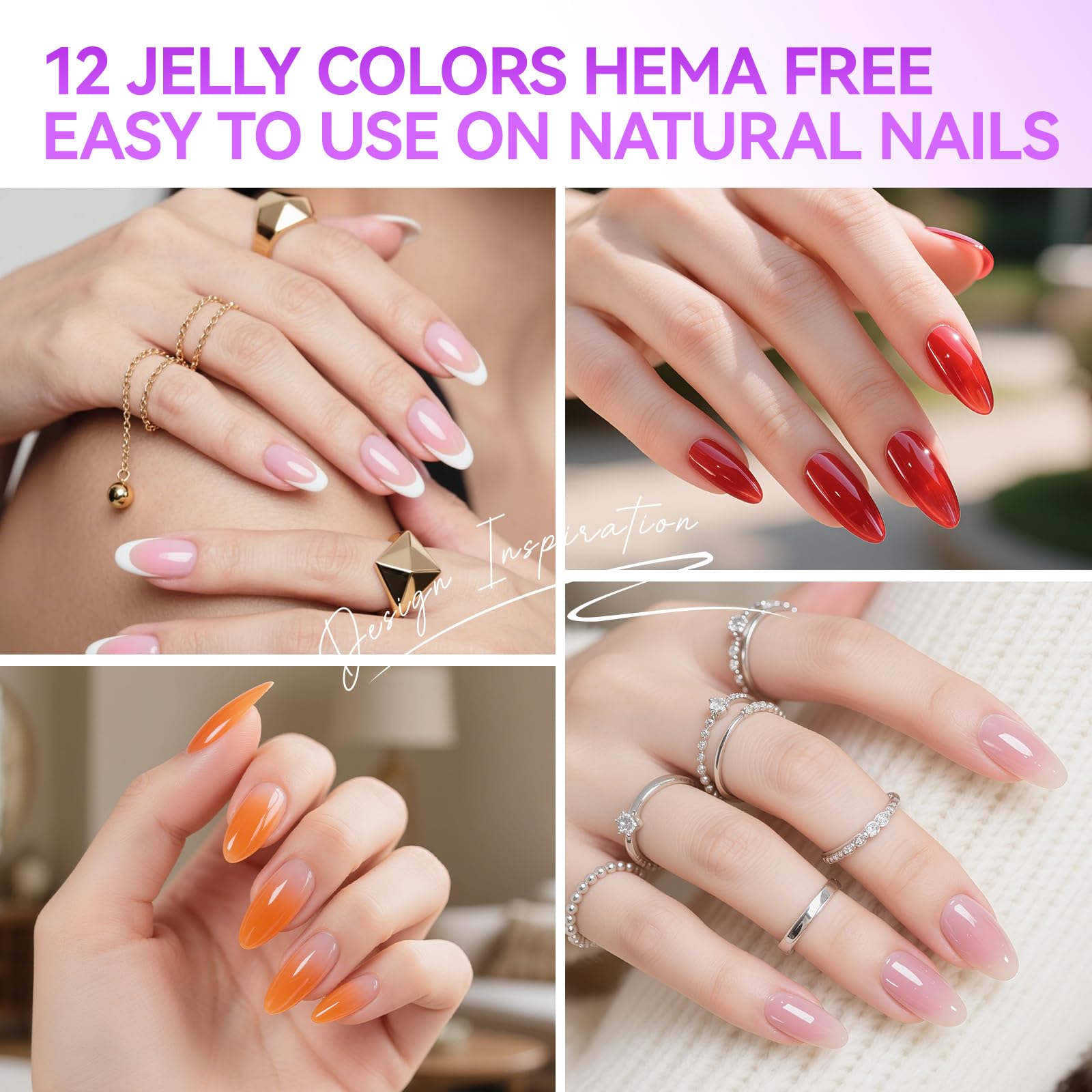 Gelike EC jelly gel polish bottle closeup highlights HEMA-free formula for gentle nails