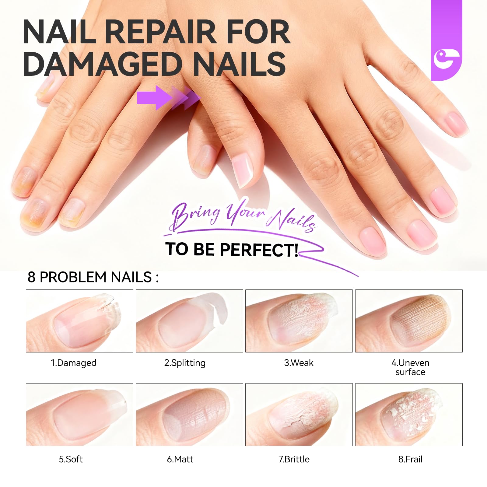Gelike EC nail repair application brush ready for at-home manicure