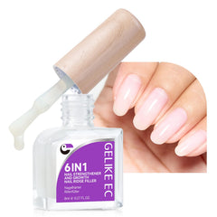 Gelike EC Nail Strengthener milky-white bottle shows 6-in-1 nail care benefits
