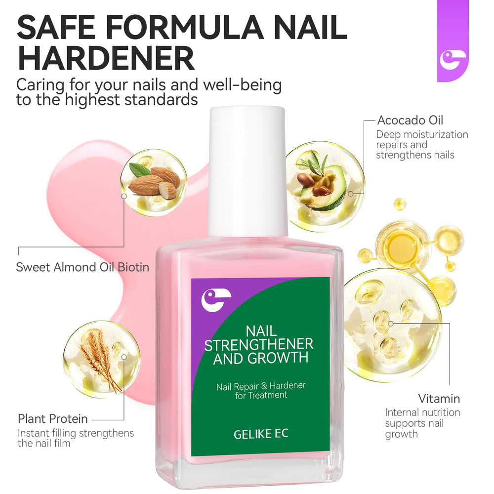 Gelike EC nails before and after using the strengthener
