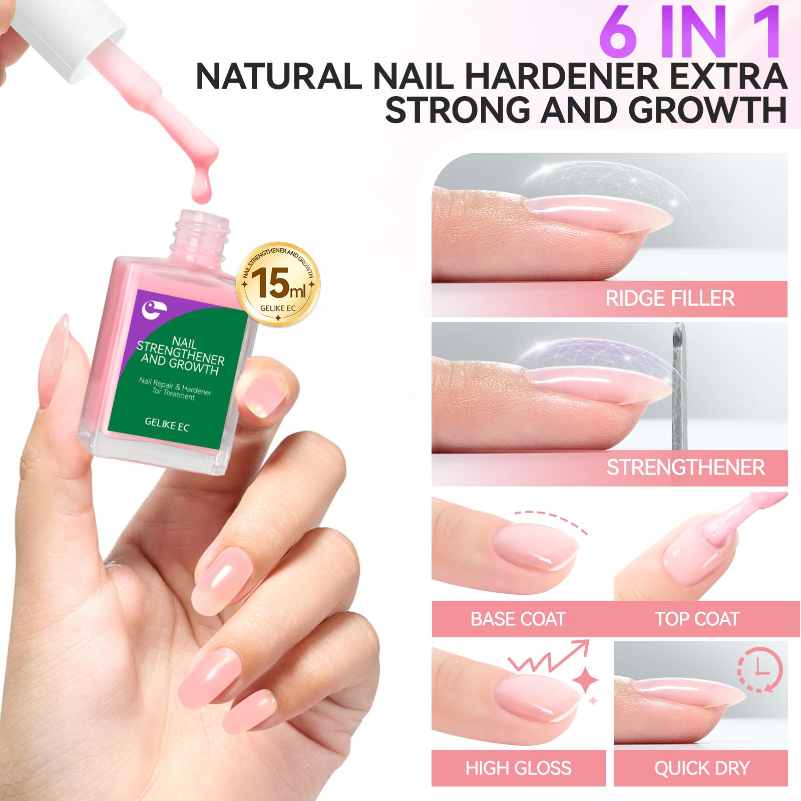 Gelike EC non-toxic vitamin-enriched formula close-up bottle