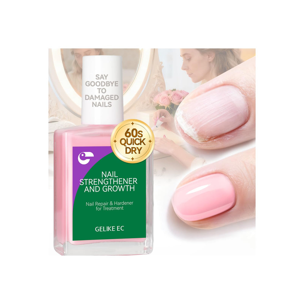 Gelike EC protein nail strengthener pink bottle close-up for stronger nails