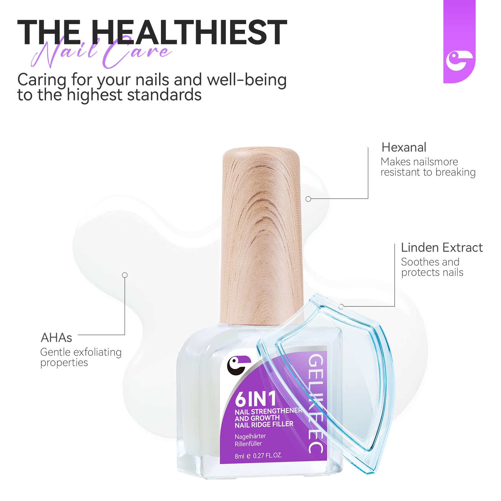 Gelike EC smooth-ridge-finish on damaged nails creates even surfaces