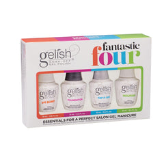 Gelish Fantastic Four Kit front packaging signals pro-grade manicure for home use.