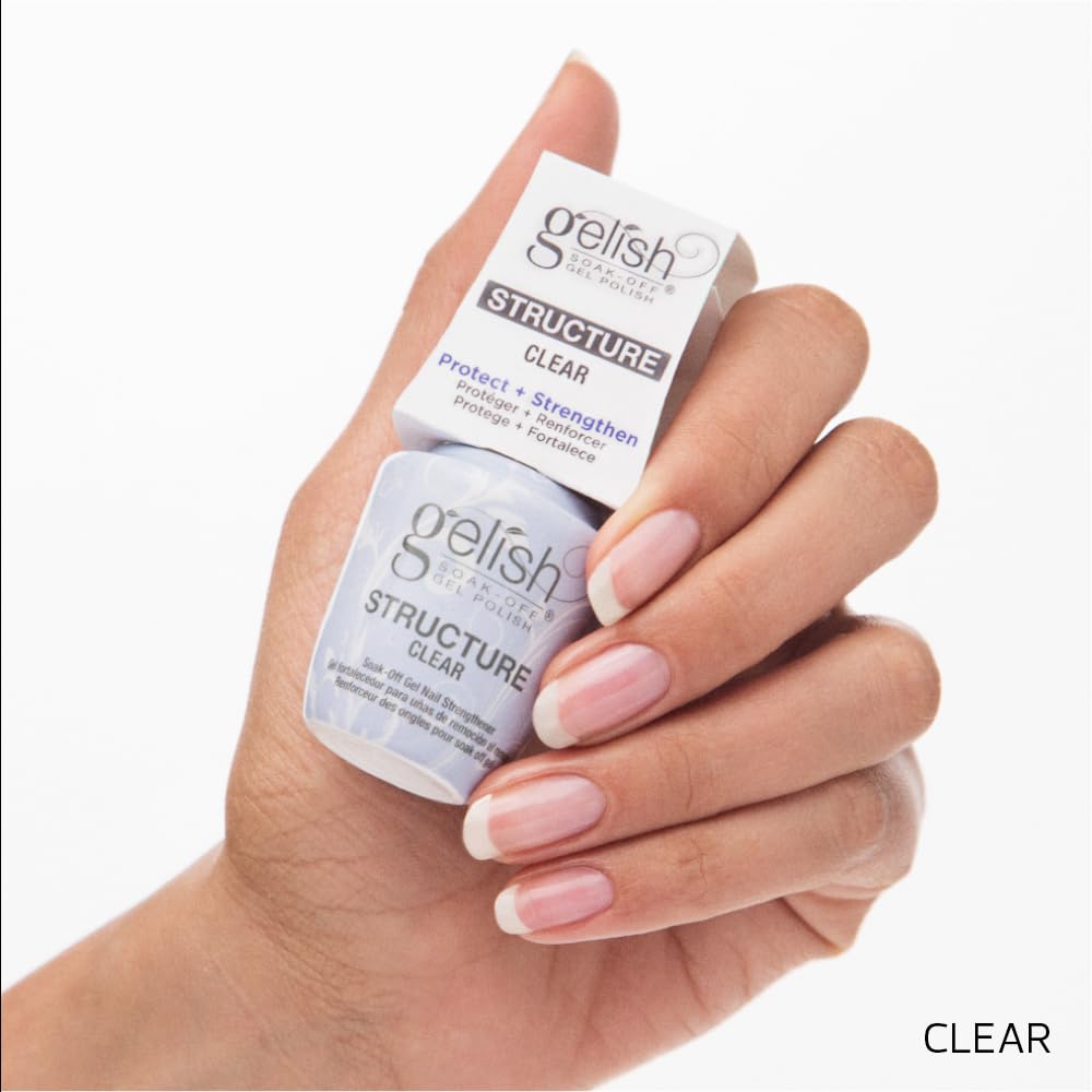 Gelish Structure Gel Cover Pink nails conceal flaws with reinforced durability.