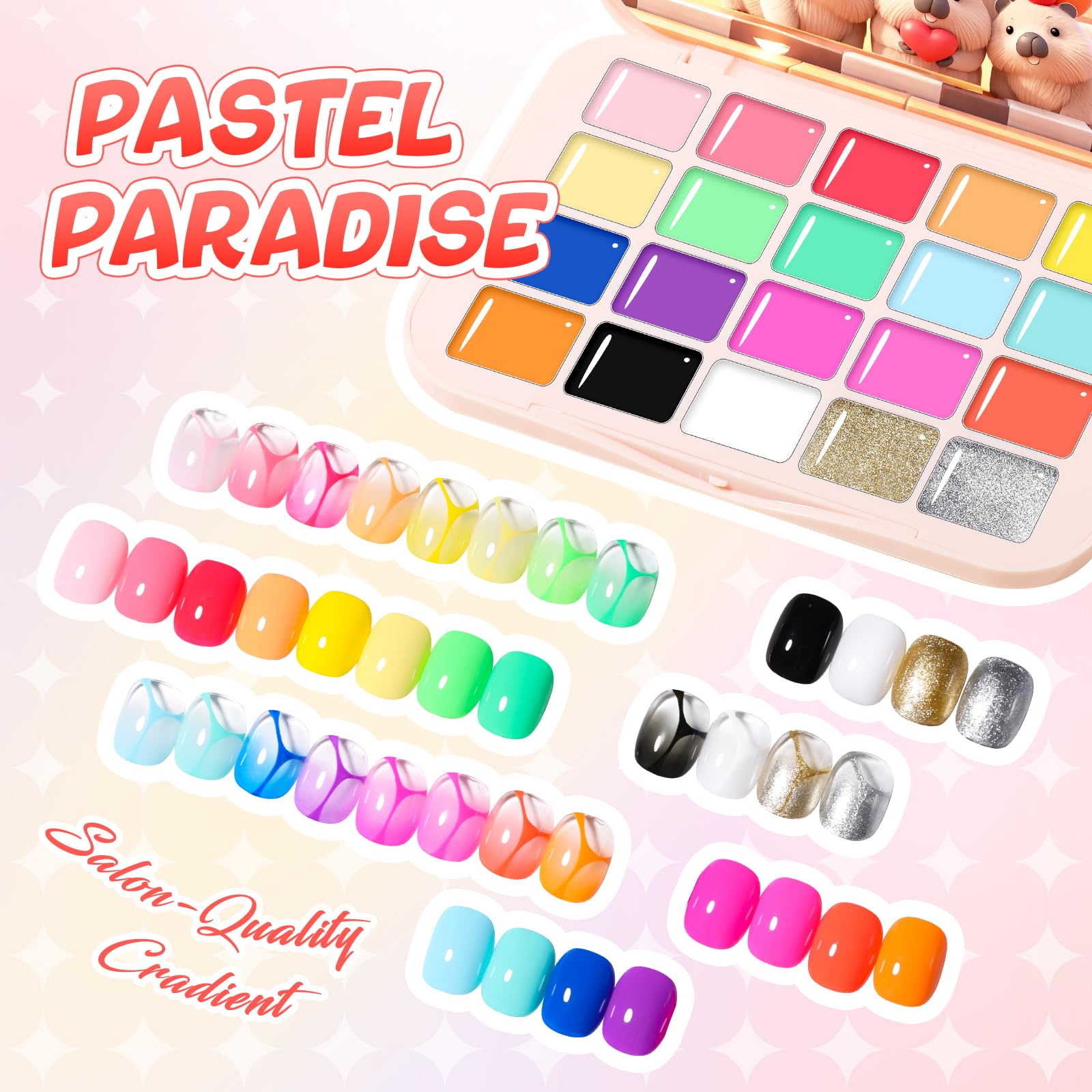 Gellaktik Beginner-friendly gradient steps illustration for easy at-home nails.