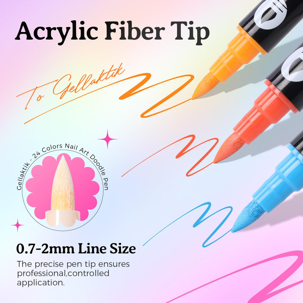 GELLAKTIK 0.7mm liner brush captures fine details for precise nail art