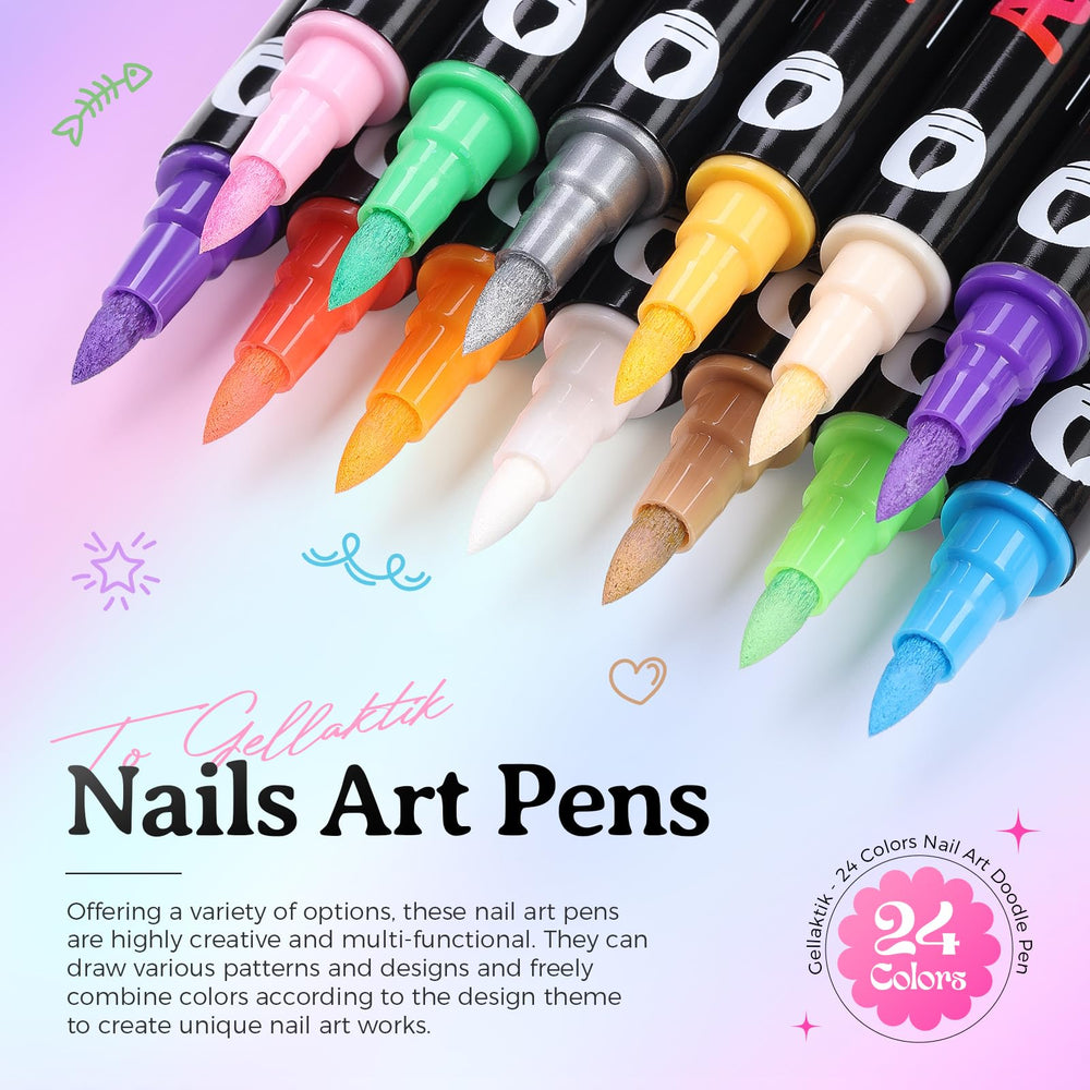 GELLAKTIK quick-dry dual-ended pens deliver crisp lines and dots on nails