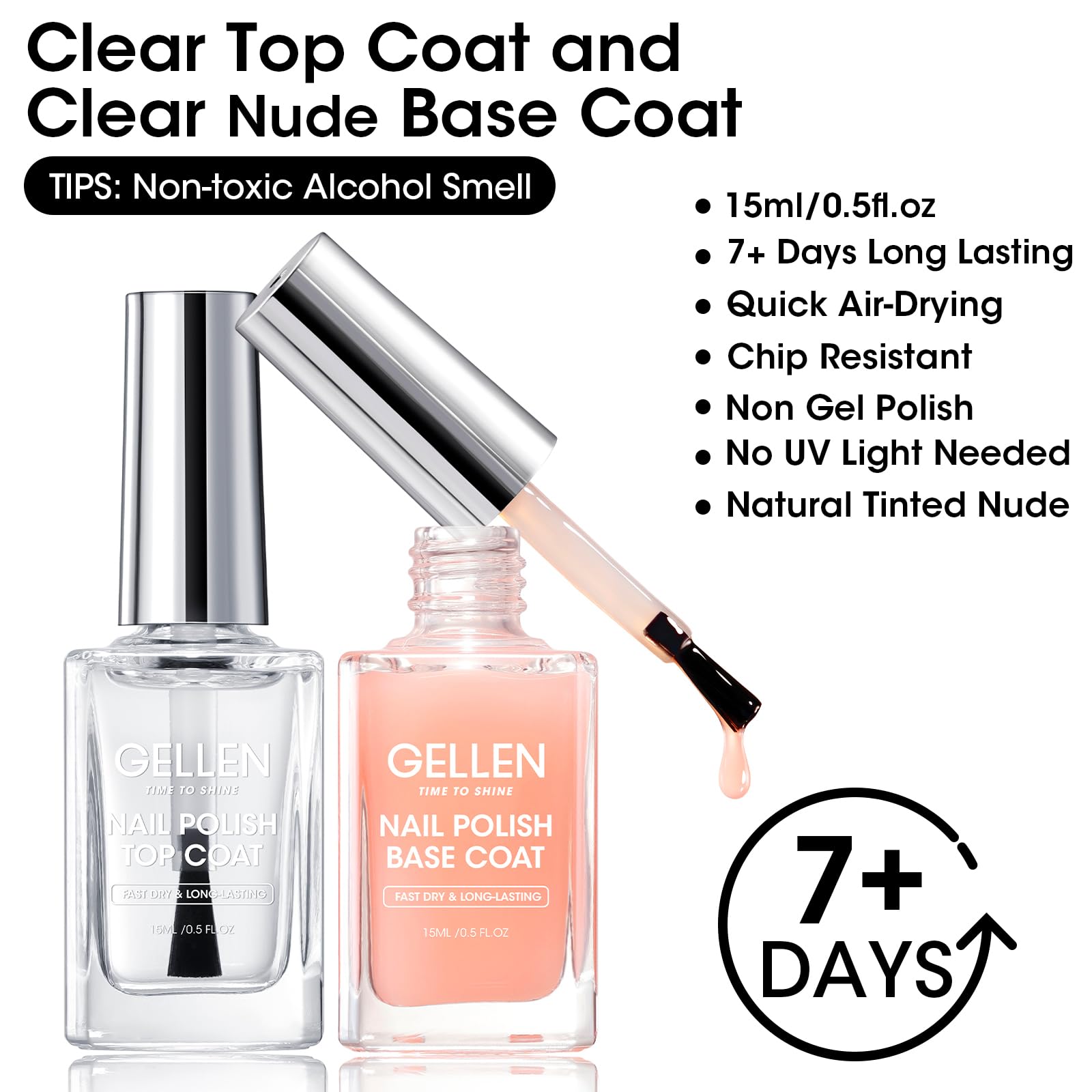 GELLEN 4-in-1 base coat strengthens nails and smooths ridges.