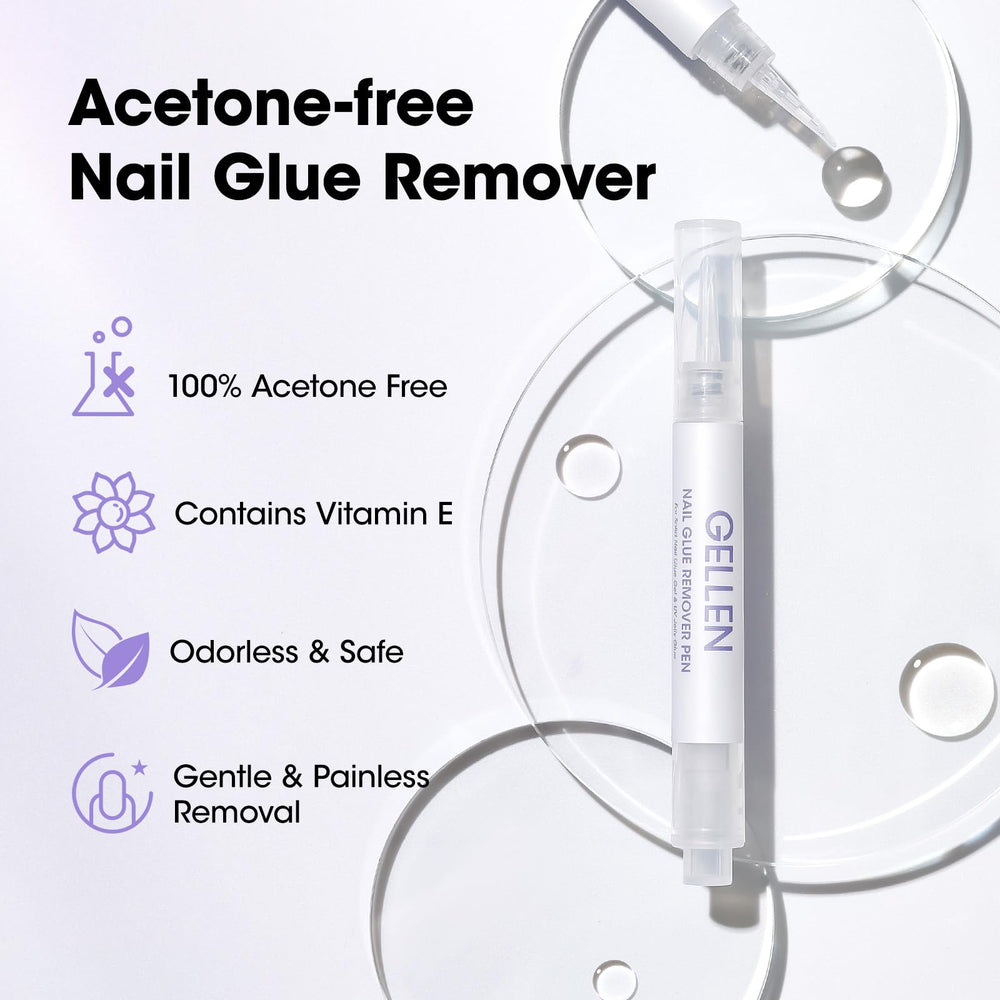 GELLEN acetone-free formula image emphasizes gentle, non-toxic removal.