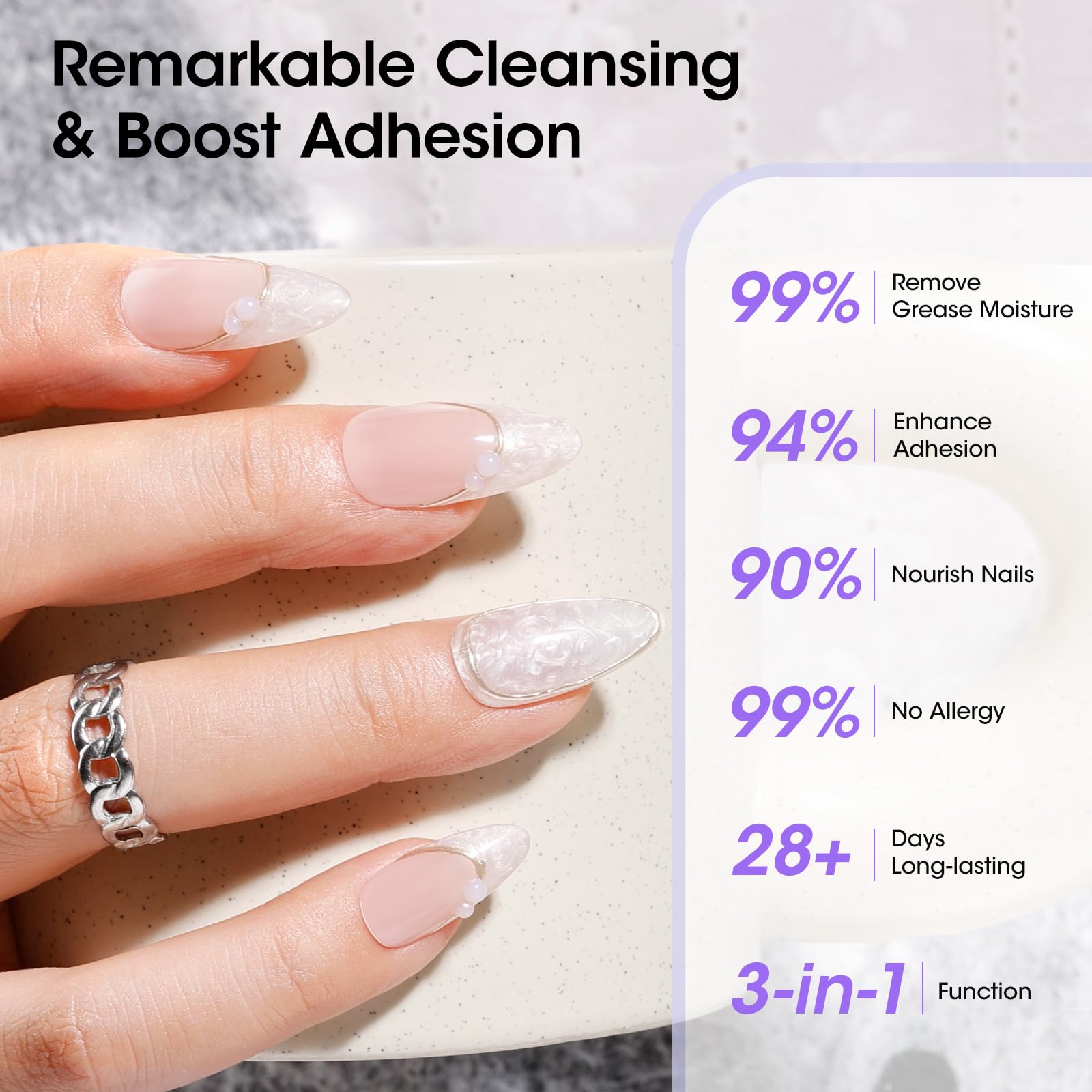 GELLEN base-coat adhesion enhancement visual suggests stronger manicure