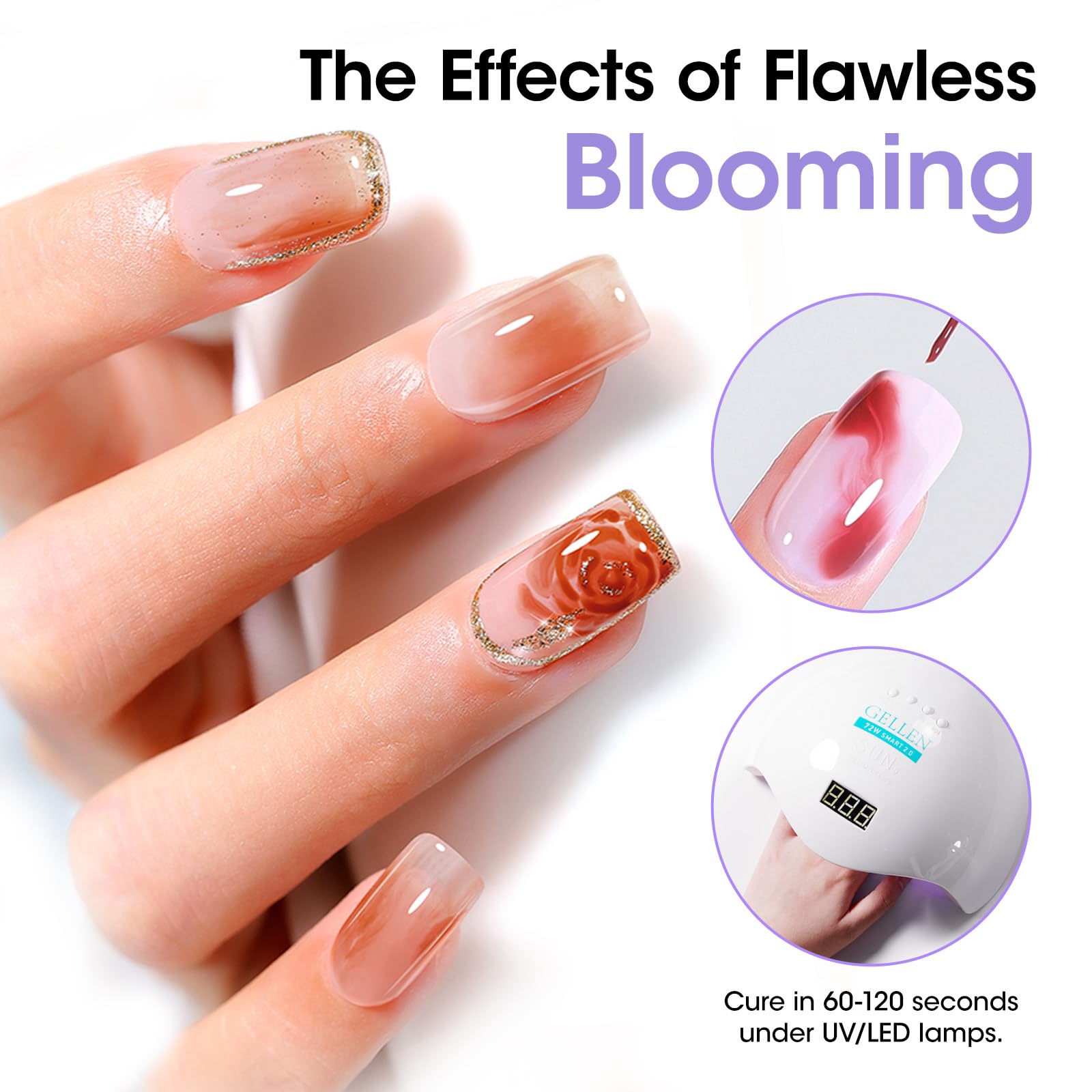 GELLEN bloom gel watercolor effect showcases layered color blends