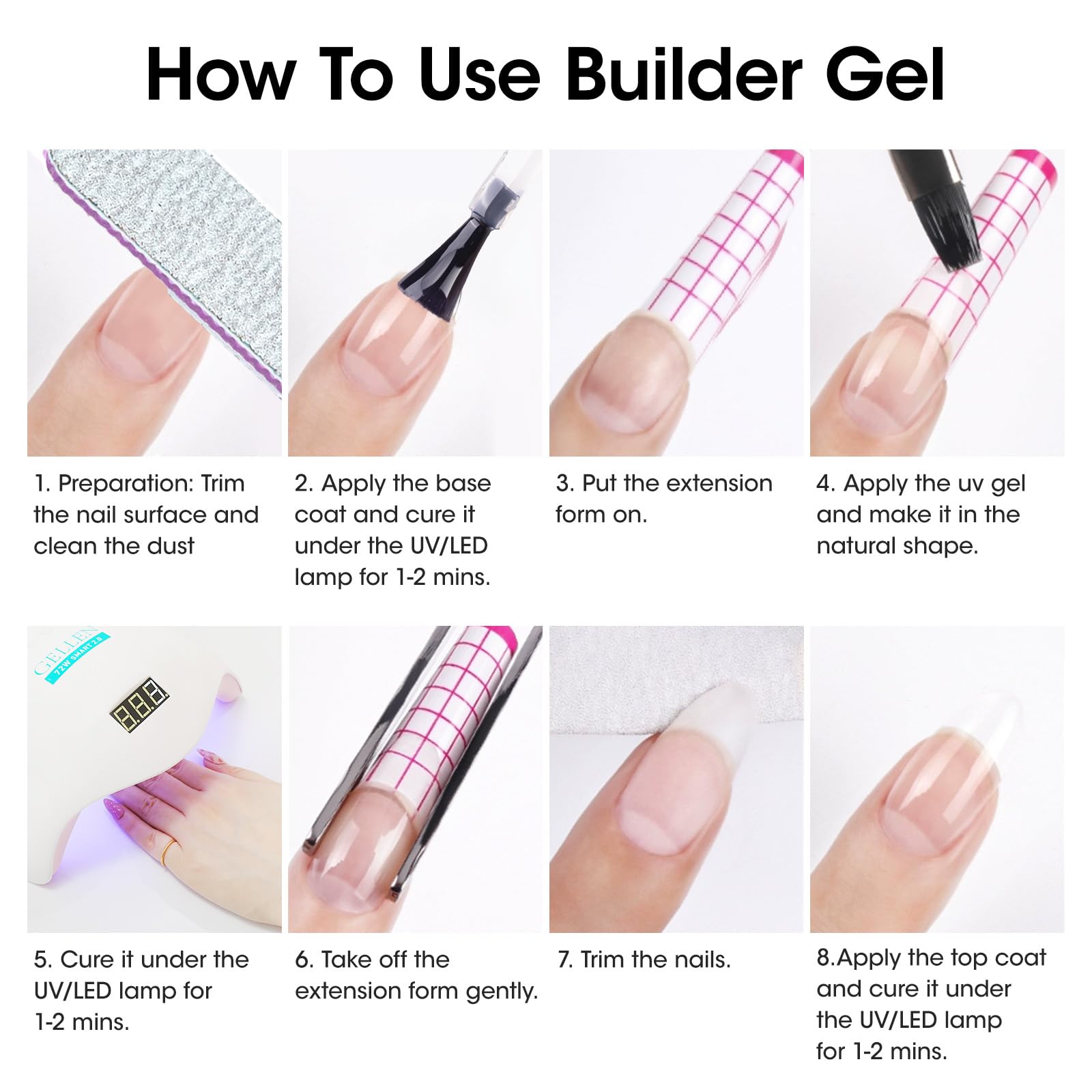Gellen base coat preparation step ensures proper adhesion.