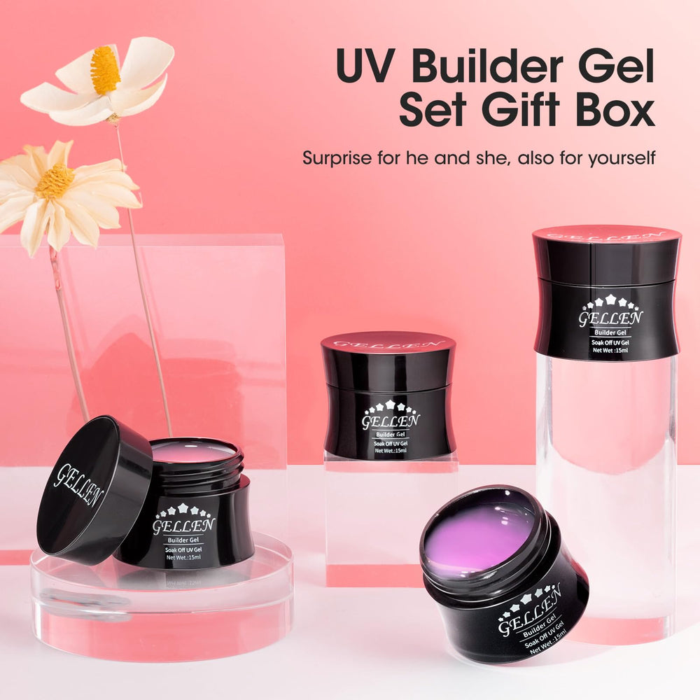 Gellen builder gel kit contents includes 15ml jars and accessories