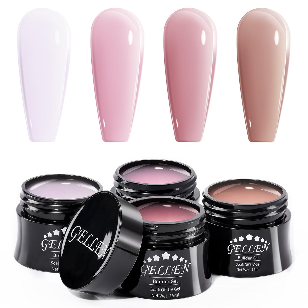 GELLEN Builder Gel Kit nude 15ml for easy natural-looking extensions.