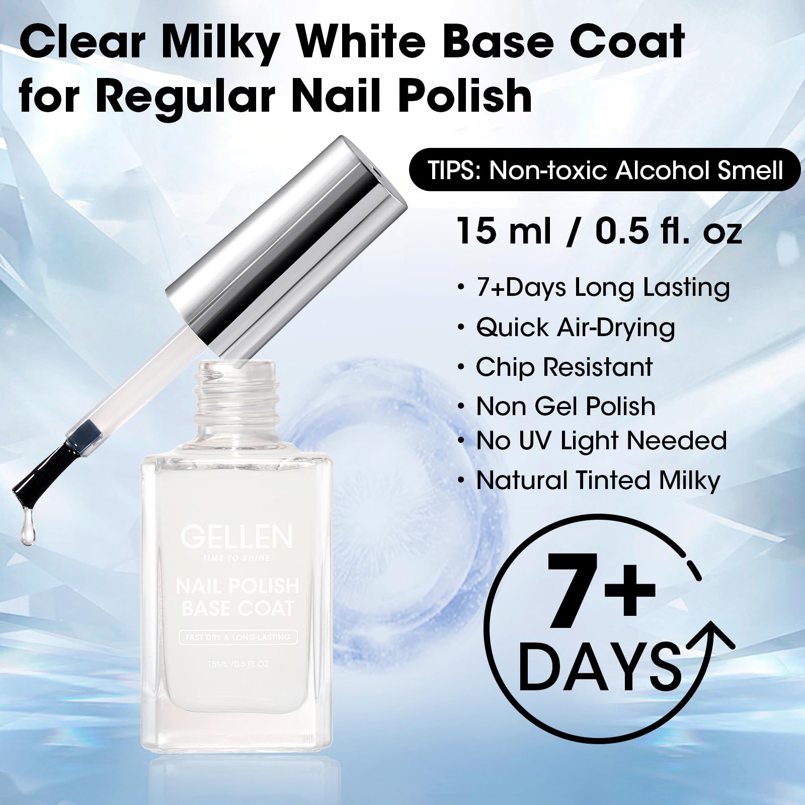 GELLEN Clear Nail Base Coat application brush showing smooth coverage