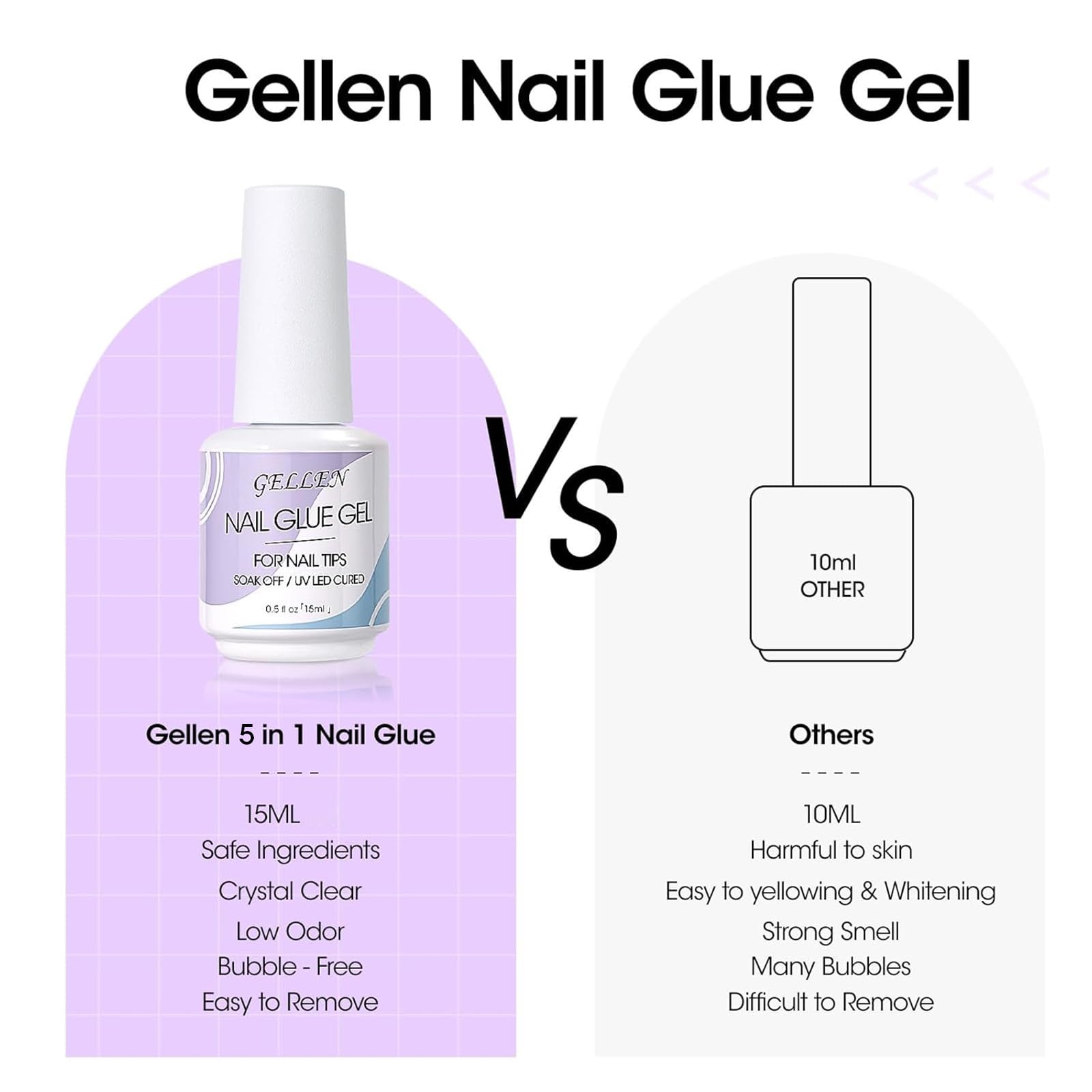 GELLEN alta compatibilidad con uñas naturales y artificiales.
