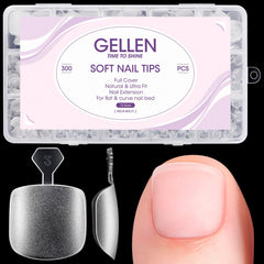 Gellen Gel Toe Nail Tips package shows 300 pieces for easy DIY pedicures