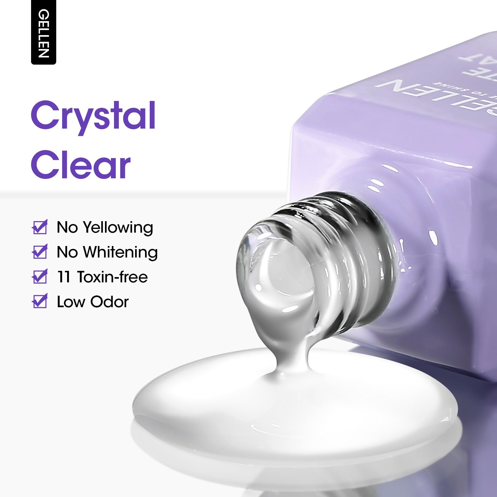 GELLEN Matte Top Coat swatch demonstrates scratch-resistant color protection.