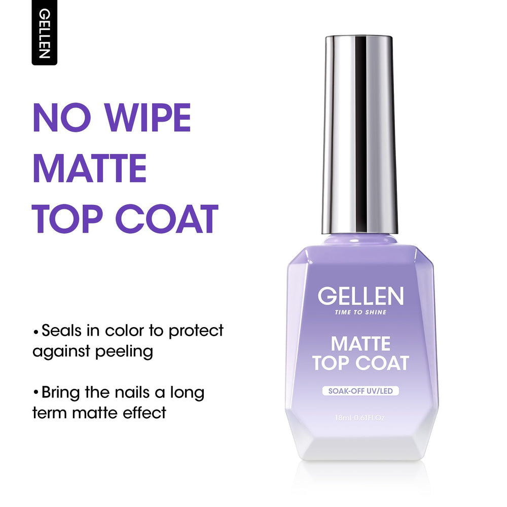 GELLEN Matte Top Coat on natural nails achieving a seamless matte texture.