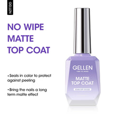 GELLEN Matte Top Coat on natural nails achieving a seamless matte texture.