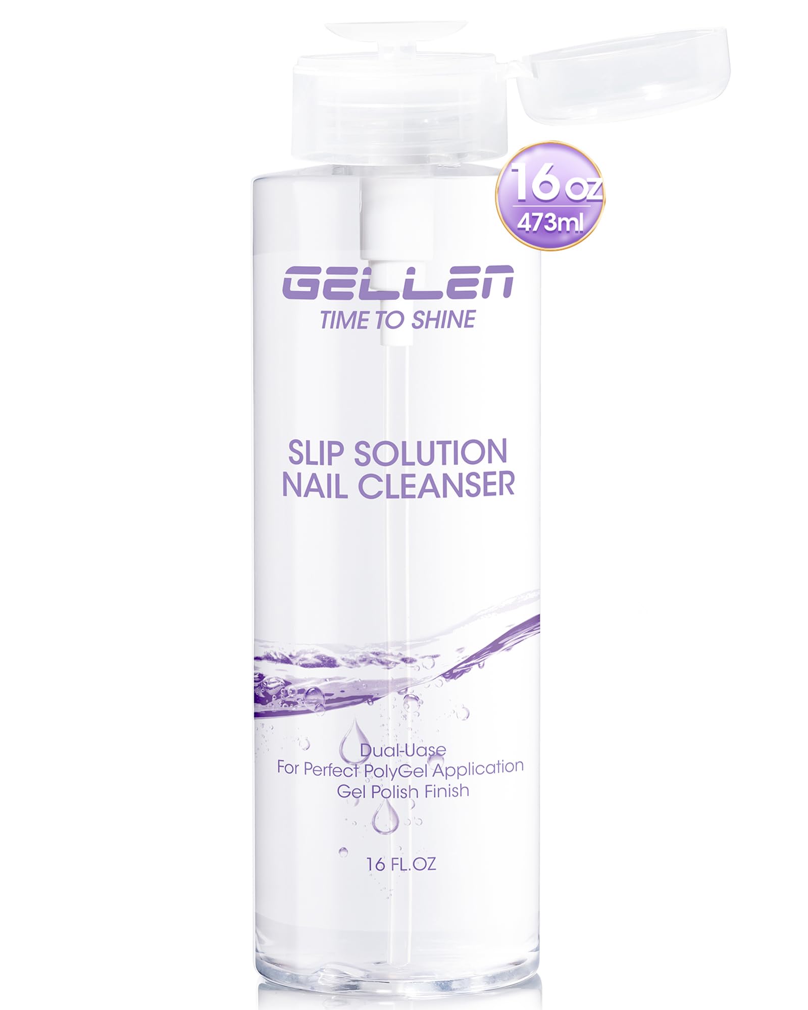 GELLEN nail cleanser 16oz bottle front with pump for quick prep and reduced waste