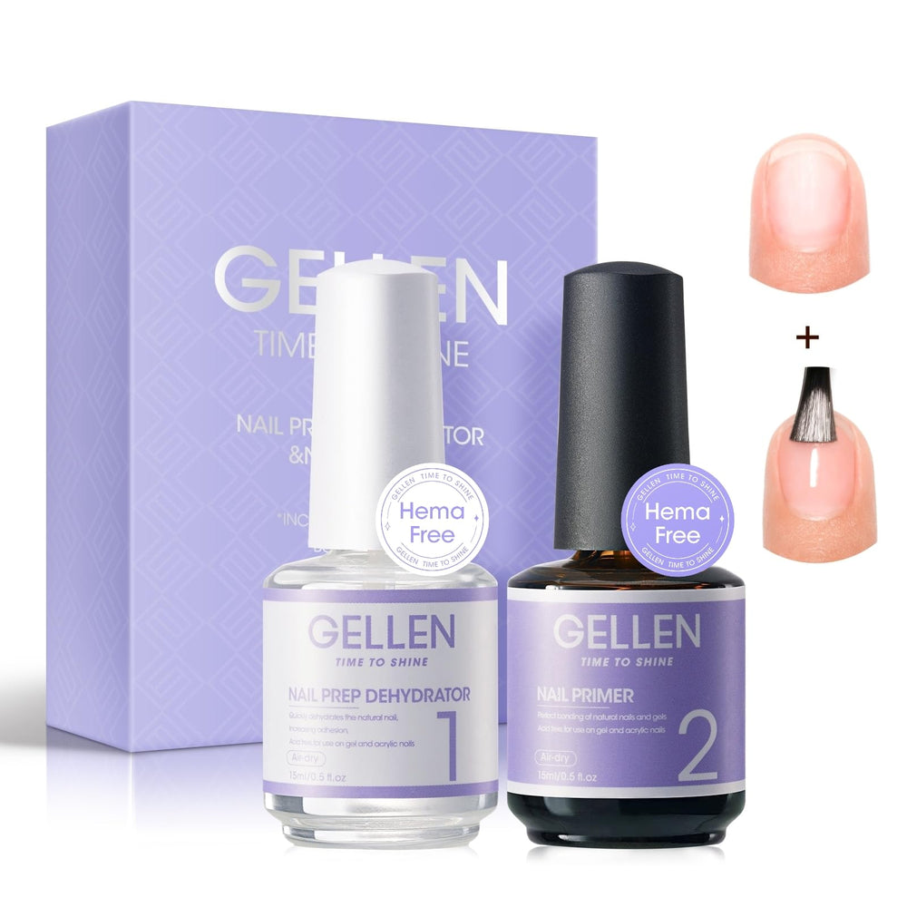 Gellen nail dehydrator bottle closeup highlights fast air-dry prep.