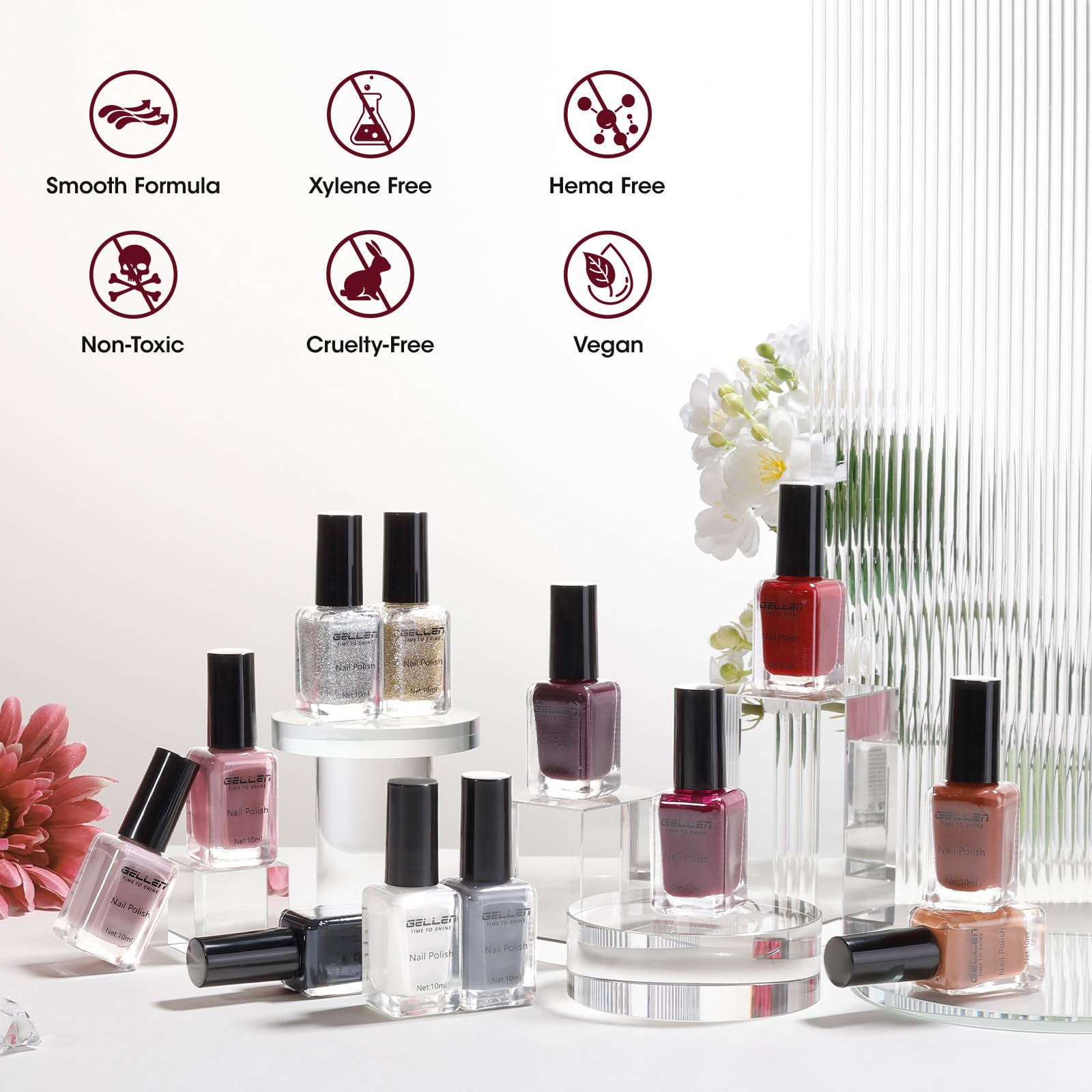 GELLEN gold metallic polish adds luxe shine to manicures.