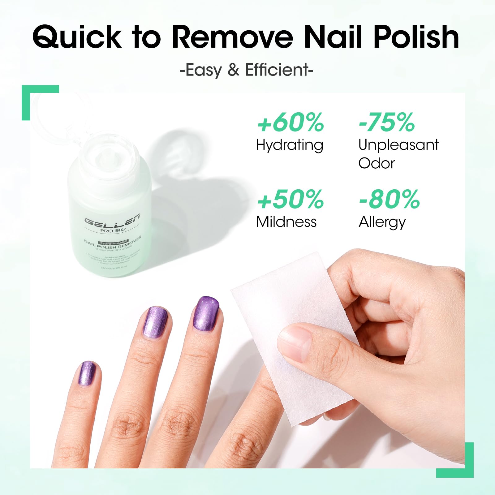 GELLEN no-residue after-use image shows clean, cared-for nails