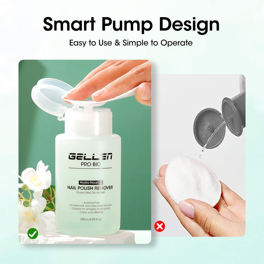 GELLEN nail polish remover pump-head enables one-handed, precise application