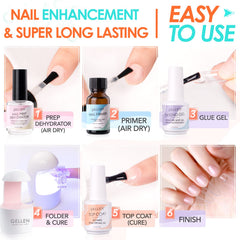 GELLEN nail prep dehydrator and primer ready nails for better adhesion.